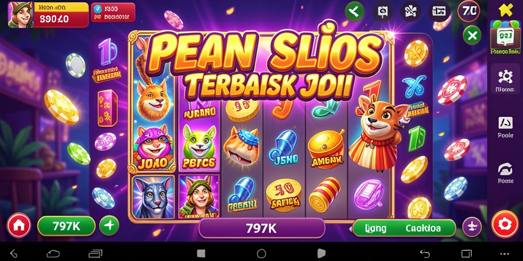 Screenshot menampilkan gameplay slot yang menggembirakan dan penuh warna.