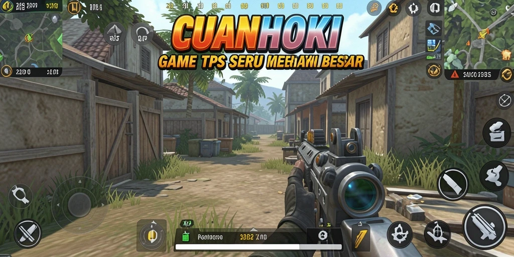 Screenshot gameplay CUANHOKI yang memperlihatkan aksi tembak-menembak seru.