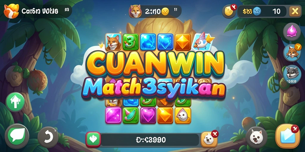 Screenshot utama CUANWIN menampilkan aksi gameplay seru dalam permainan Match-3.