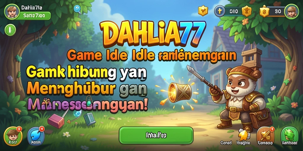 Tangkapan layar utama DAHLIA77 menampilkan karakter yang sedang berkumpul dan mengelola sumber daya.