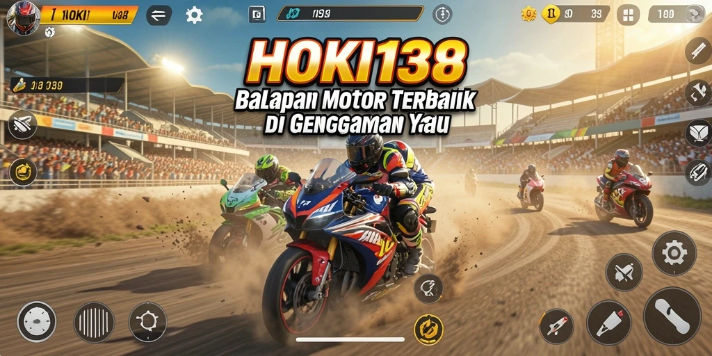 Tampilan gameplay HOKI138 yang menegangkan saat balapan motor.