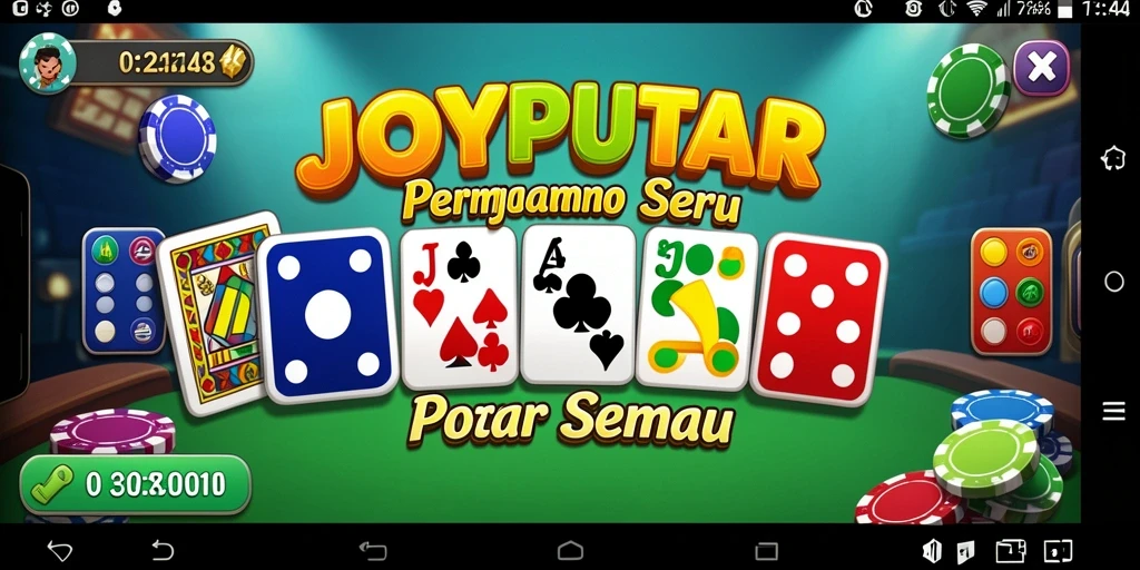 Tampilan gameplay seru dalam aplikasi JOYPUTAR yang menampilkan keasyikan bermain Domino.