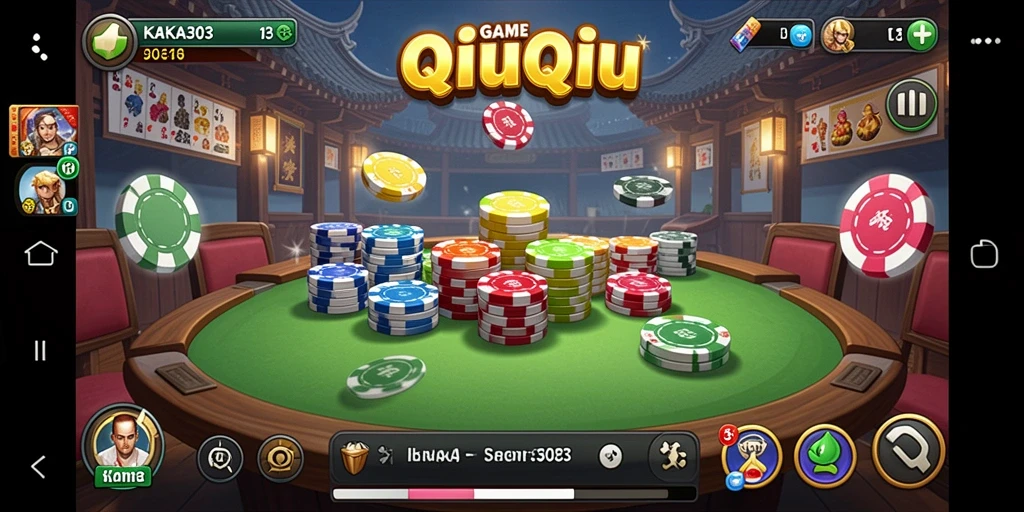 Tangkapan layar dari gameplay QiuQiu yang menegangkan di KAKA303.