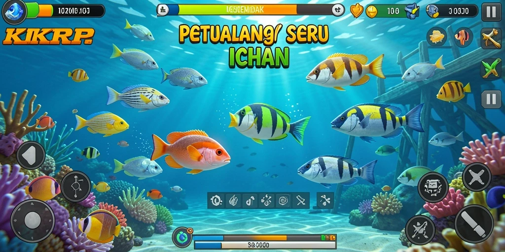 Screenshot gameplay KKRP yang menampilkan aksi menembak ikan secara seru.