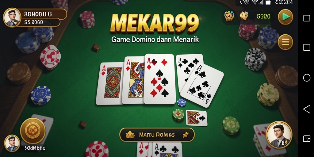 Tampilan dinamis gameplay domino MEKAR99 yang seru.