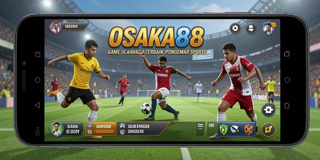 Screenshot utama dari gameplay OSAKA88 dengan aksi pertandingan olahraga yang seru.