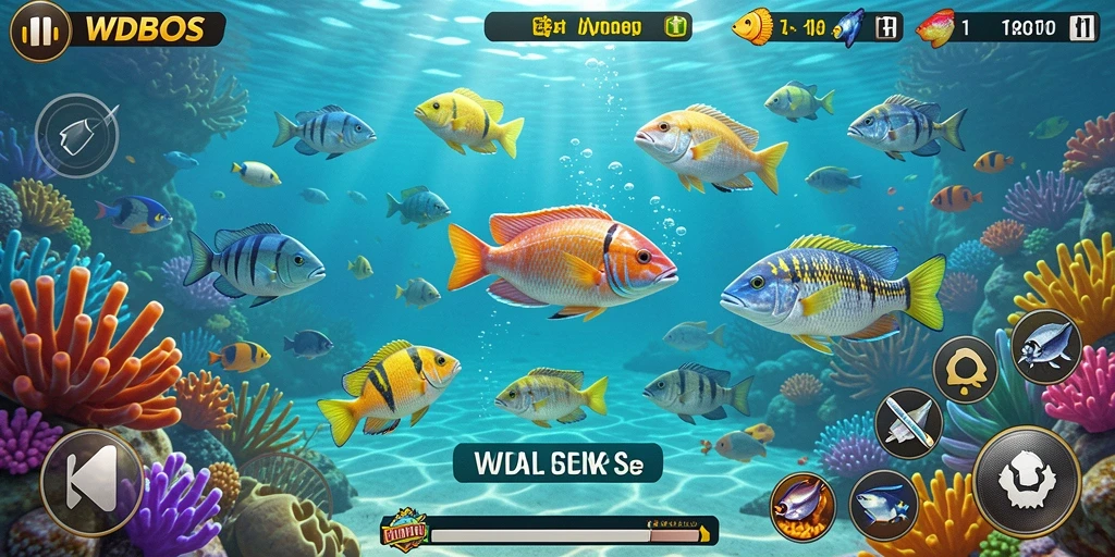 Tampilan gameplay menarik dari WDBOS saat menangkap ikan.